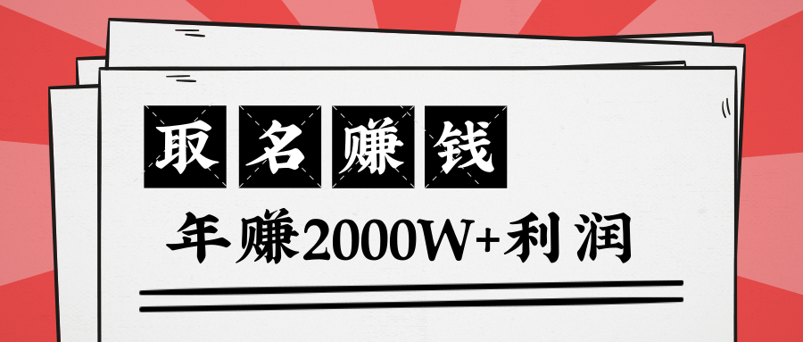 王通：不要小瞧任何一个小领域，取名技能也能快速赚钱，年赚2000W+利润-源创资源网