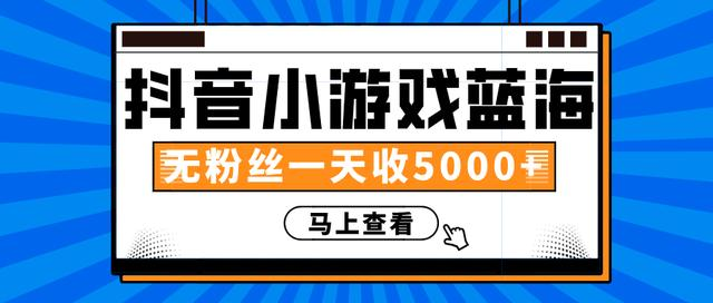 赚钱计划：抖音小游戏蓝海项目，无粉丝一天收入5000+-源创资源网