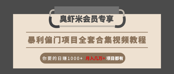 暴利偏门项目全套合集视频教程：你要的日赚1000+月入几万+项目都有-源创资源网