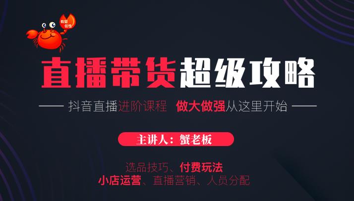 蟹老板抖音直播带货超级攻略：抖音直播带货的详细玩法，小店运营、付费投放等-源创资源网