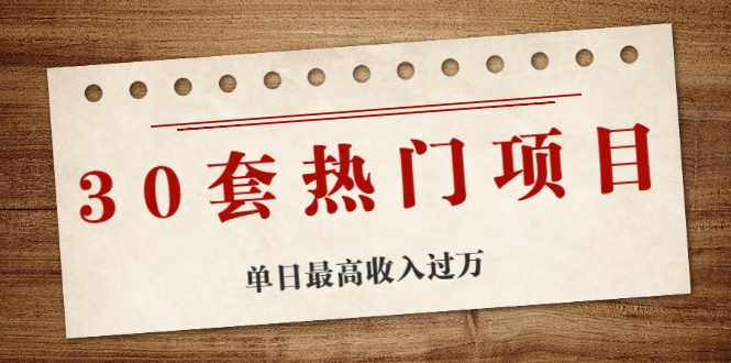 30套热门项目：单日最高收入过万 (网赚项目、朋友圈、涨粉套路、抖音、快手)等-源创资源网