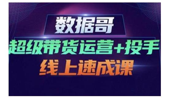 数据哥·超级带货运营+投手线上速成课，快速提升运营和熟悉学会投手技巧-源创资源网