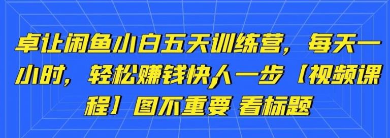 卓让闲鱼小白五天训练营，每天一小时，轻松赚钱快人一步-源创资源网