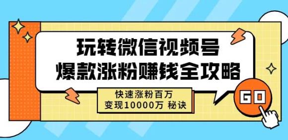 玩转微信视频号爆款涨粉赚钱全攻略，快速涨粉百万变现万元秘诀-源创资源网