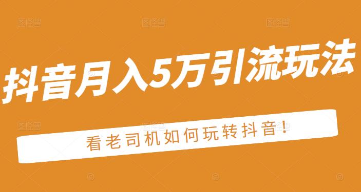 老古董·抖音月入5万引流玩法，看看老司机如何玩转抖音(附赠：抖音另类引流思路)-源创资源网