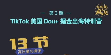 TikTok美国Dou+掘金出海特训营，美国dou+成功投放95%-源创资源网
