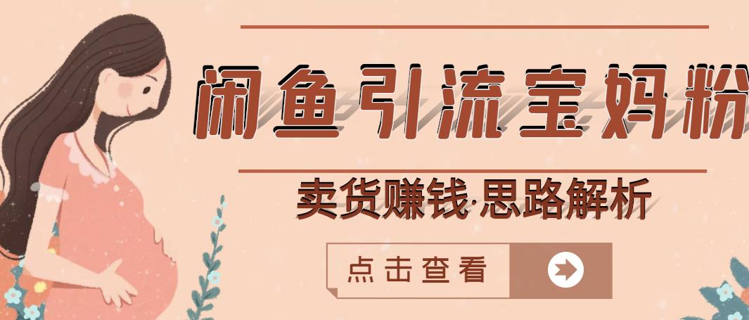 闲鱼引流宝妈粉+卖货赚钱一个月收益30000+（实操视频教程）-源创资源网