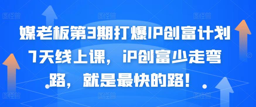媒老板第3期打爆IP创富计划7天线上课，iP创富少走弯路，就是最快的路！-源创资源网