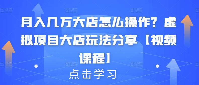 月入几万大店怎么操作？虚拟项目大店玩法分享【视频课程】-源创资源网