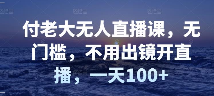 付老大无人直播课，无门槛，不用出镜开直播，一天100+-源创资源网