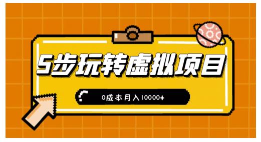 新手小白只需5步，即可玩转虚拟项目，0成本月入10000+【视频课程】-源创资源网
