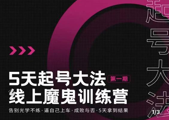 大播·五天起号魔鬼训练营，告别光学不练，逼自己上车，成败与否，5天拿到结果-源创资源网