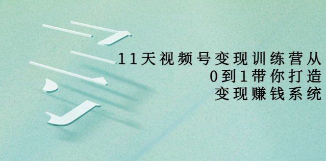 11天视频号变现训练营，从0到1打造变现赚钱系统（价值398元）-源创资源网