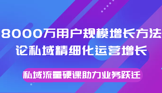 8000万用户规模增长方法论私域精细化运营增长，私域流量硬课助力业务跃迁-源创资源网
