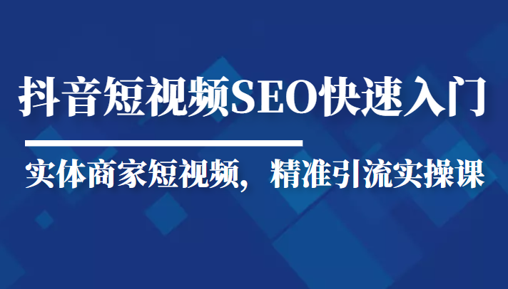 抖音短视频Seo搜索排名优化新手快速入门教程，实体商家短视频，精准引流实操课-源创资源网