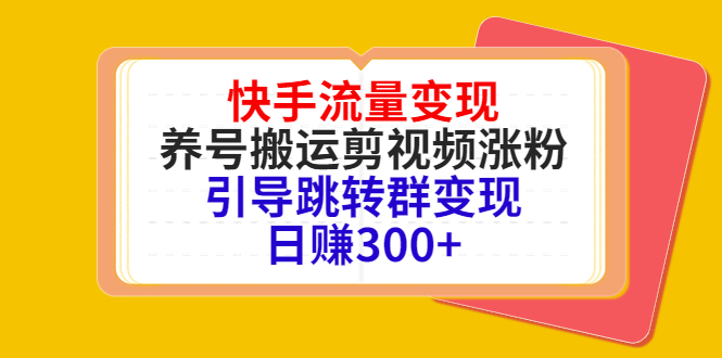 快手流量变现，养号搬运剪视频涨粉，引导跳转群变现日赚300+-源创资源网