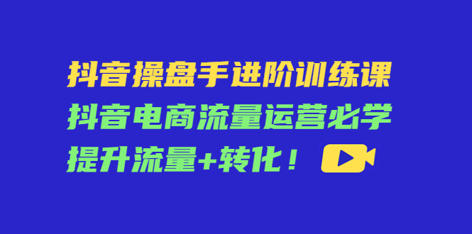 抖音操盘手进阶训练课：抖音电商流量运营必学，提升流量+转化-源创资源网
