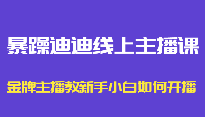暴躁迪迪线上主播课，金牌主播教新手小白如何开播-源创资源网