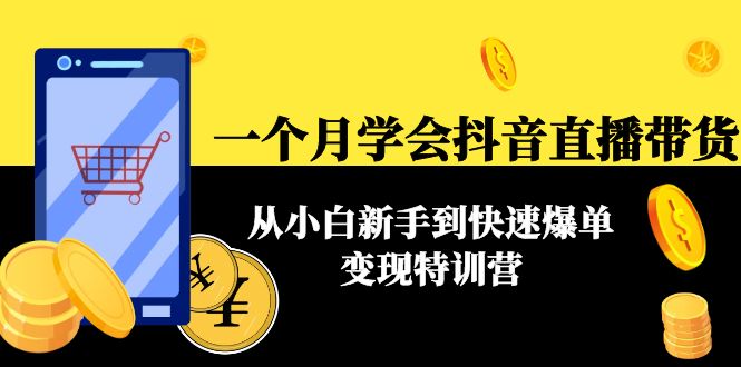 一个月学会抖音直播带货：从小白新手到快速爆单变现特训营(63节课)-源创资源网