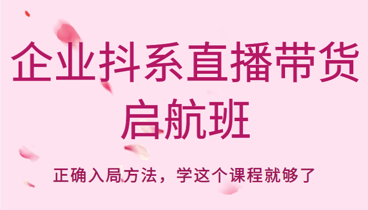 企业抖系直播带货启航班，正确入局方法，学这个课程就够了-源创资源网