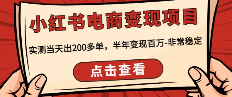 顽石·小红‬书电商变现项目，实测当天出200多单，半年变现百万，非常稳定-源创资源网