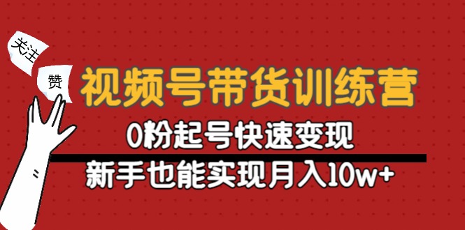 视频号带货训练营：0粉起号快速变现，新手也能实现月入10w+-源创资源网