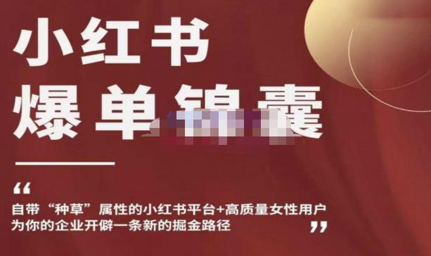 小红书爆单锦囊，自带种草属性+高质量女性用户，为你的企业开辟一条新的掘金路径-源创资源网