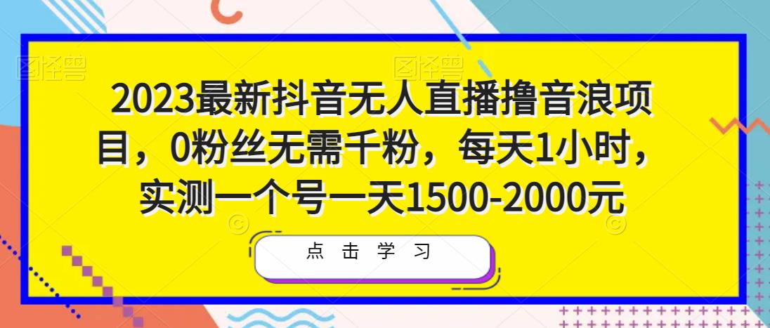 2023最新抖音无人直播撸音浪项目，0粉丝无需千粉，每天1小时，实测一个号一天1500-2000元-源创资源网