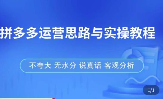 拼多多店铺运营思路与实操教程，快速学会拼多多开店和运营，少踩坑，多盈利-源创资源网