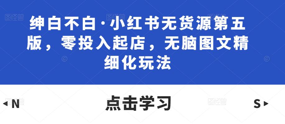 绅白不白·小红书无货源第五版，零投入起店，无脑图文精细化玩法-源创资源网