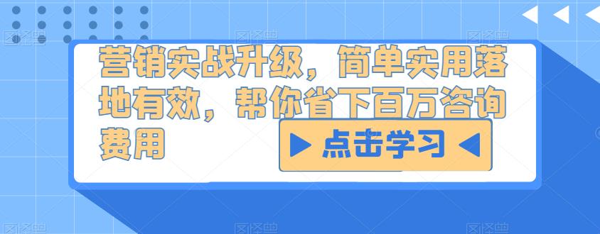 营销实战升级，简单实用落地有效，帮你省下百万咨询费用-源创资源网