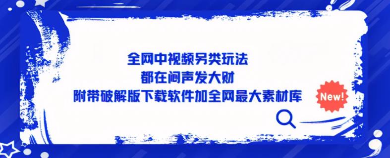 全网中视频另类玩法，都在闷声发大财，附带破解版下载软件加全网最大素材库-源创资源网