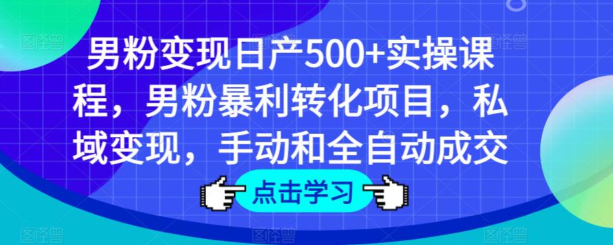 男粉变现日产500+实操课程，男粉暴利转化项目，私域变现，手动和全自动成交-源创资源网