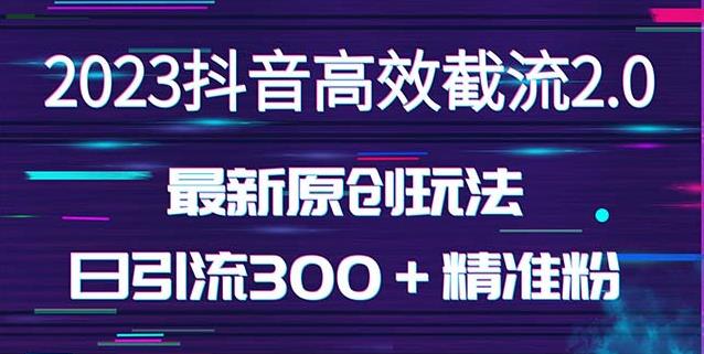 日引300＋创业粉，独家抖音高效截流2.0玩法（价值1280）-源创资源网