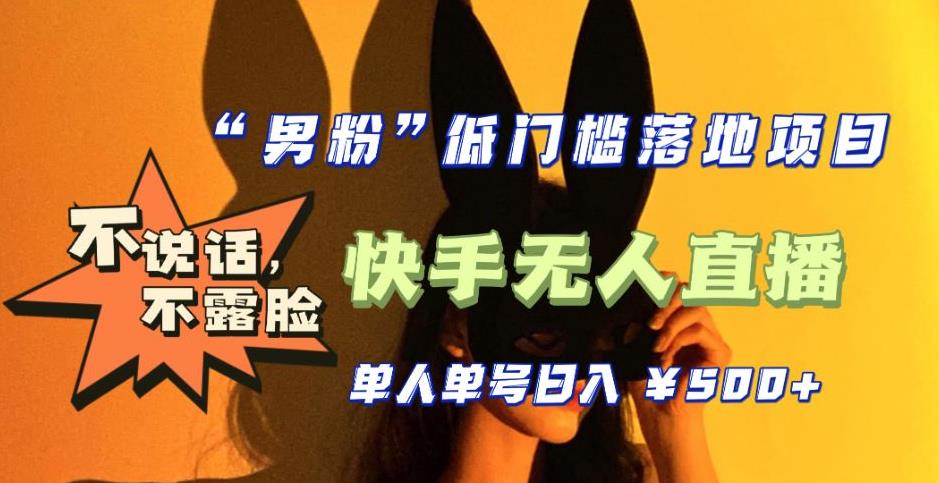 【全新升级】零基础单人单号单晚500+，不说话，不露脸，4月最新超皮实快手无人直播-源创资源网
