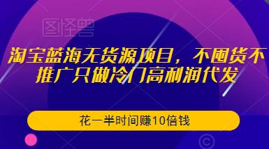 淘宝蓝海无货源项目，不囤货不推广只做冷门高利润代发，花一半时间赚10倍钱-源创资源网