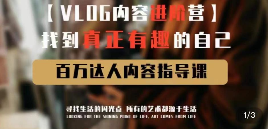 vlog内容进阶营，找到真正有趣的自己，百万达人内容指导课-源创资源网