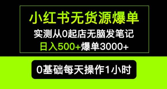 小红书无货源爆单实测从0起店无脑发笔记爆单3000+长期项目可多店-源创资源网
