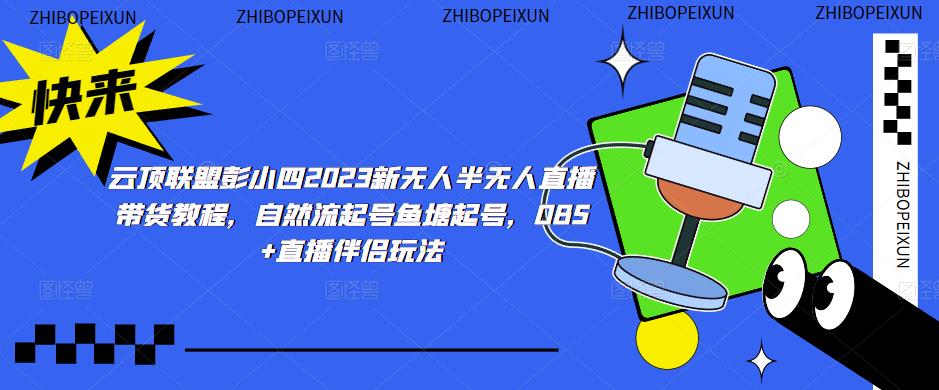 云顶联盟彭小四2023新无人半无人直播带货教程，自然流起号鱼塘起号，OBS+直播伴侣玩法-源创资源网