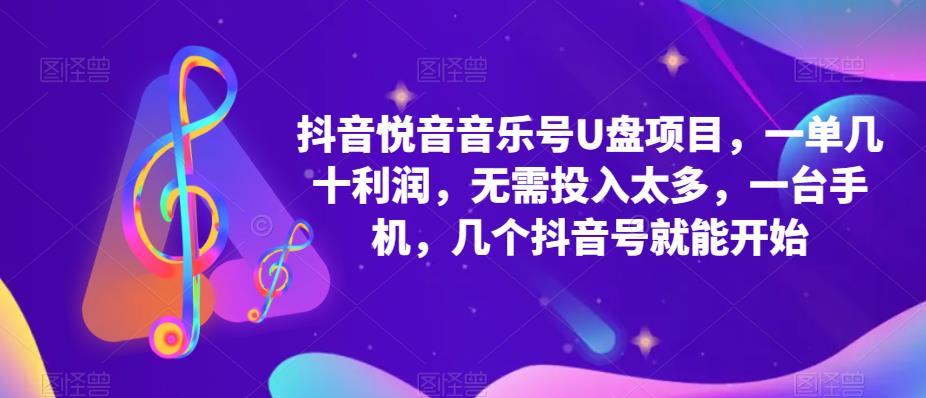 抖音音乐号U盘项目，一单几十利润，无需投入太多，一台手机，几个抖音号就能开始-源创资源网