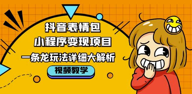 抖音表情包小程序变现项目，一条龙玩法详细大解析，视频版学习！-源创资源网
