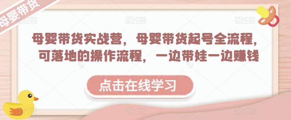 母婴带货实战营，母婴带货起号全流程，可落地的操作流程，一边带娃一边赚钱（附素材）-源创资源网