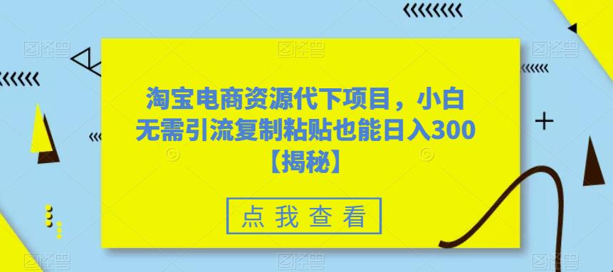 淘宝电商资源代下项目，小白无需引流复制粘贴也能日入300＋【揭秘】-源创资源网