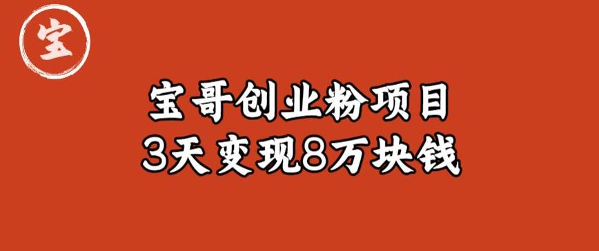 宝哥IP图文创业粉引流项目实战分享：单个账号3天涨粉1万，变现8万块钱（图文教程）【揭秘】-源创资源网