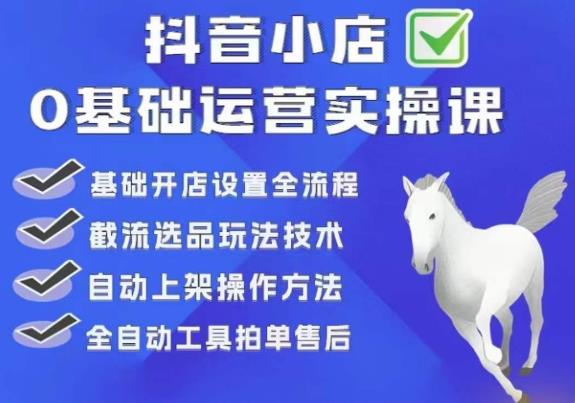 白马电商·0基础抖店运营实操课，基础开店设置全流程，截流选品玩法技术-源创资源网