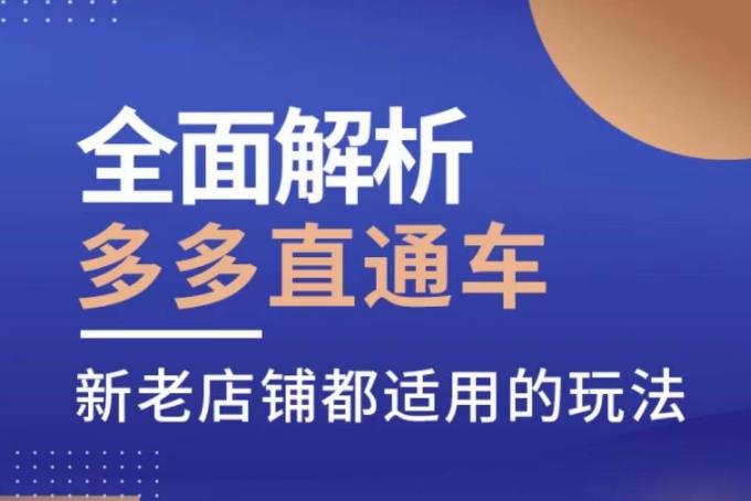 全面解析多多直通车，​新老店铺都适用的玩法-源创资源网