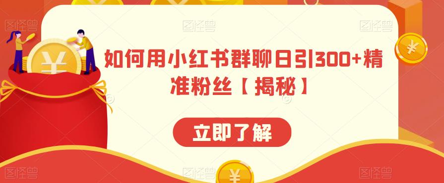 如何用小红书群聊日引300+精准粉丝【揭秘】-源创资源网
