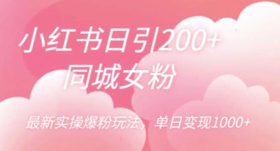 小红书日引200+同城女粉，最新实操爆粉玩法，单日变现1000+【揭秘】-源创资源网