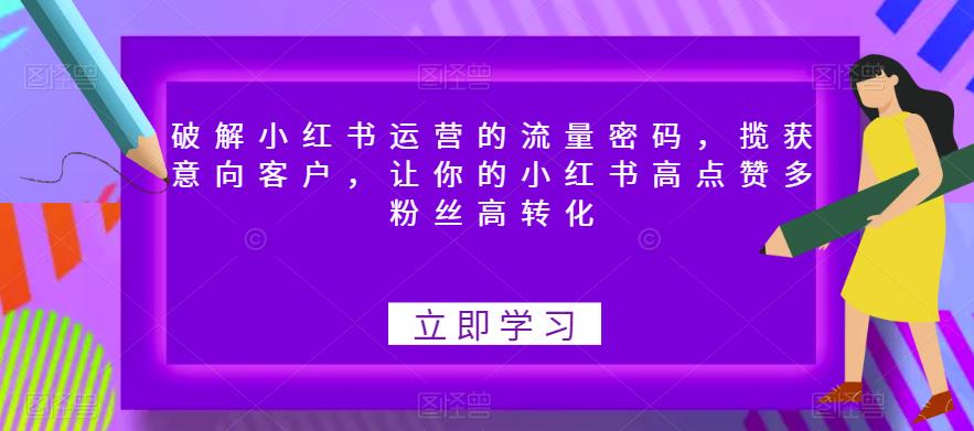 破解小红书运营的流量密码，揽获意向客户，让你的小红书高点赞多粉丝高转化-源创资源网