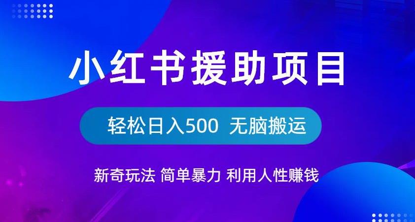 小红书援助项目新奇玩法，简单暴力，无脑搬运轻松日入500【揭秘】-源创资源网